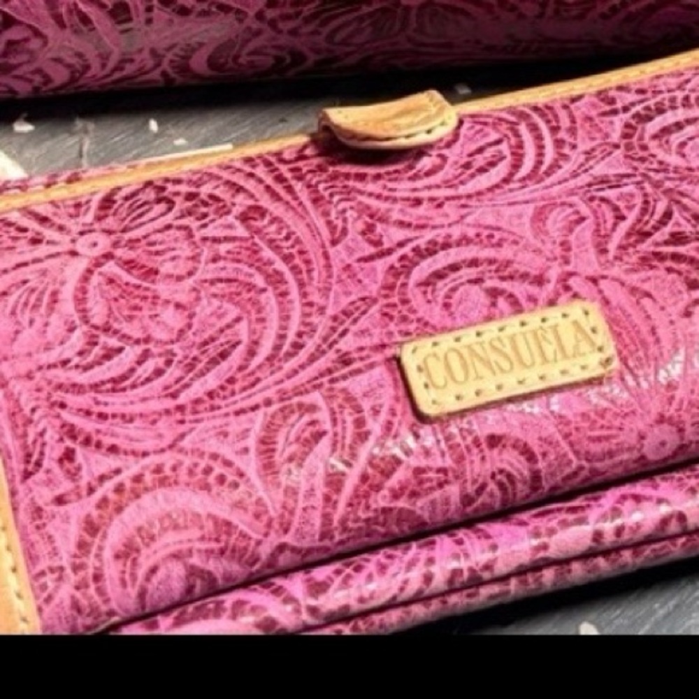 Consuela Pink Mena Tooled Leather Wallet